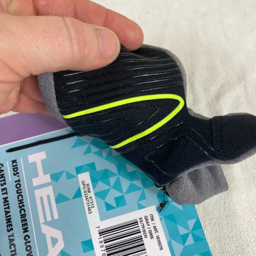 HEAD Kids Touchscreen Gloves Mittens XS 2-4 Gray Grip Fleece NWT